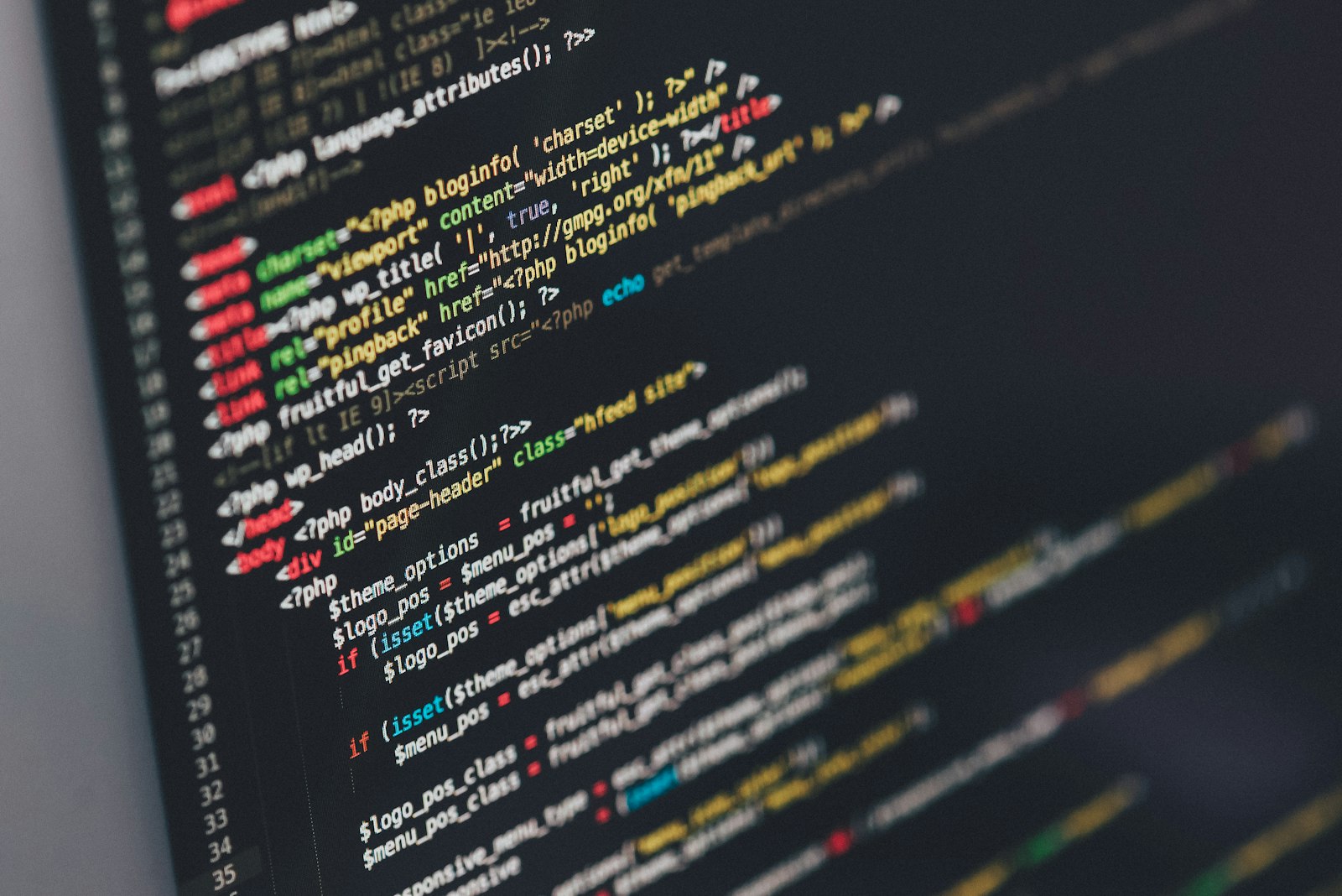 Close-up of real source code on a monitor